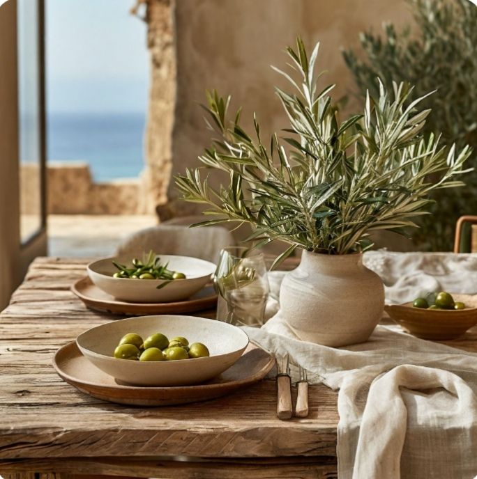 Plato de cocina mediterránea con verduras y aceite